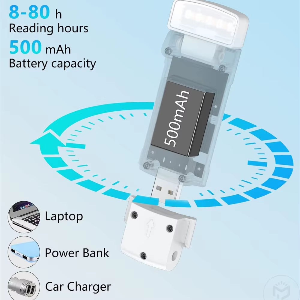 Book Light with Timer USB Rechargeable 3 Colors & 5 Brightness Reading Light Clip-On Read Lamp Bookmark Night Light Book Lamp