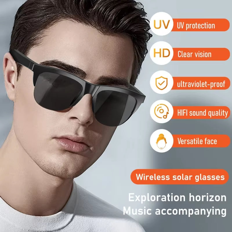 New Smart Bluetooth V5.3 Sunglasses Glasses Call Outdoor Sports Headphones HIFI Black Technology Anti-Touch UV for Men and Women