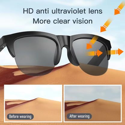 New Smart Bluetooth V5.3 Sunglasses Glasses Call Outdoor Sports Headphones HIFI Black Technology Anti-Touch UV for Men and Women