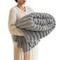 Flannel Blanket Thickened Faux Rabbit Plush Bubble Texture Solid Color Office Home Bed Sofa Travel Cozy Warm Winter Blanket